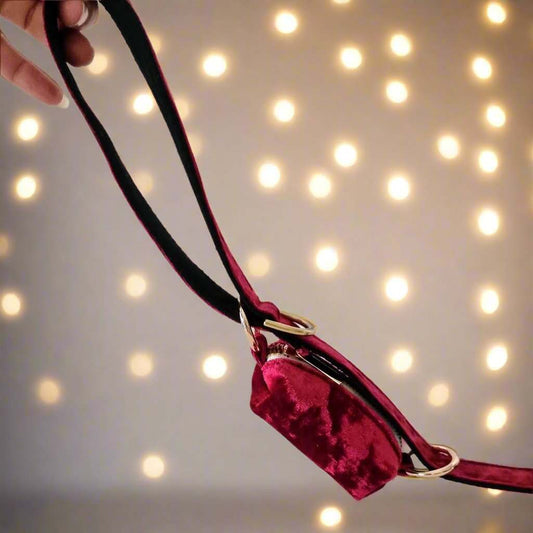 Crushed Red velvet dog poop bag holder