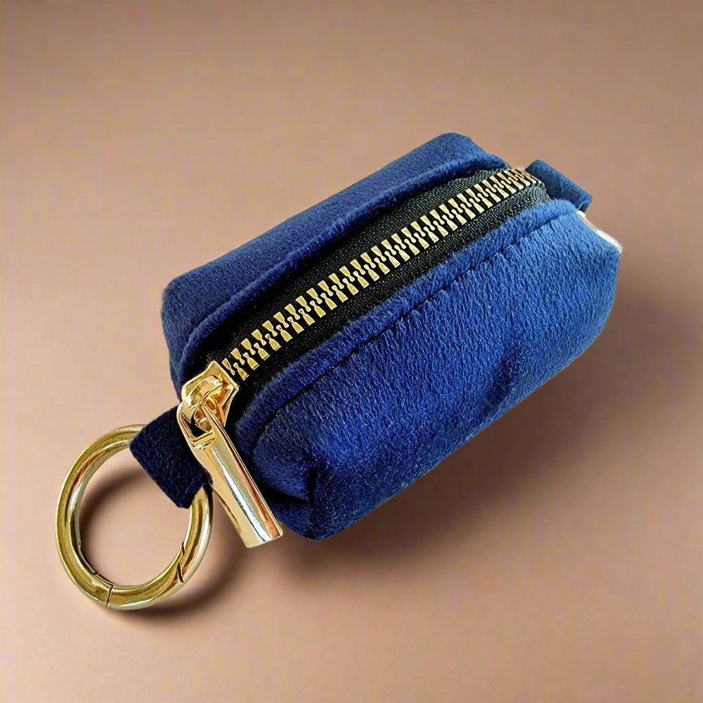 Navy blue dog poop bag holder