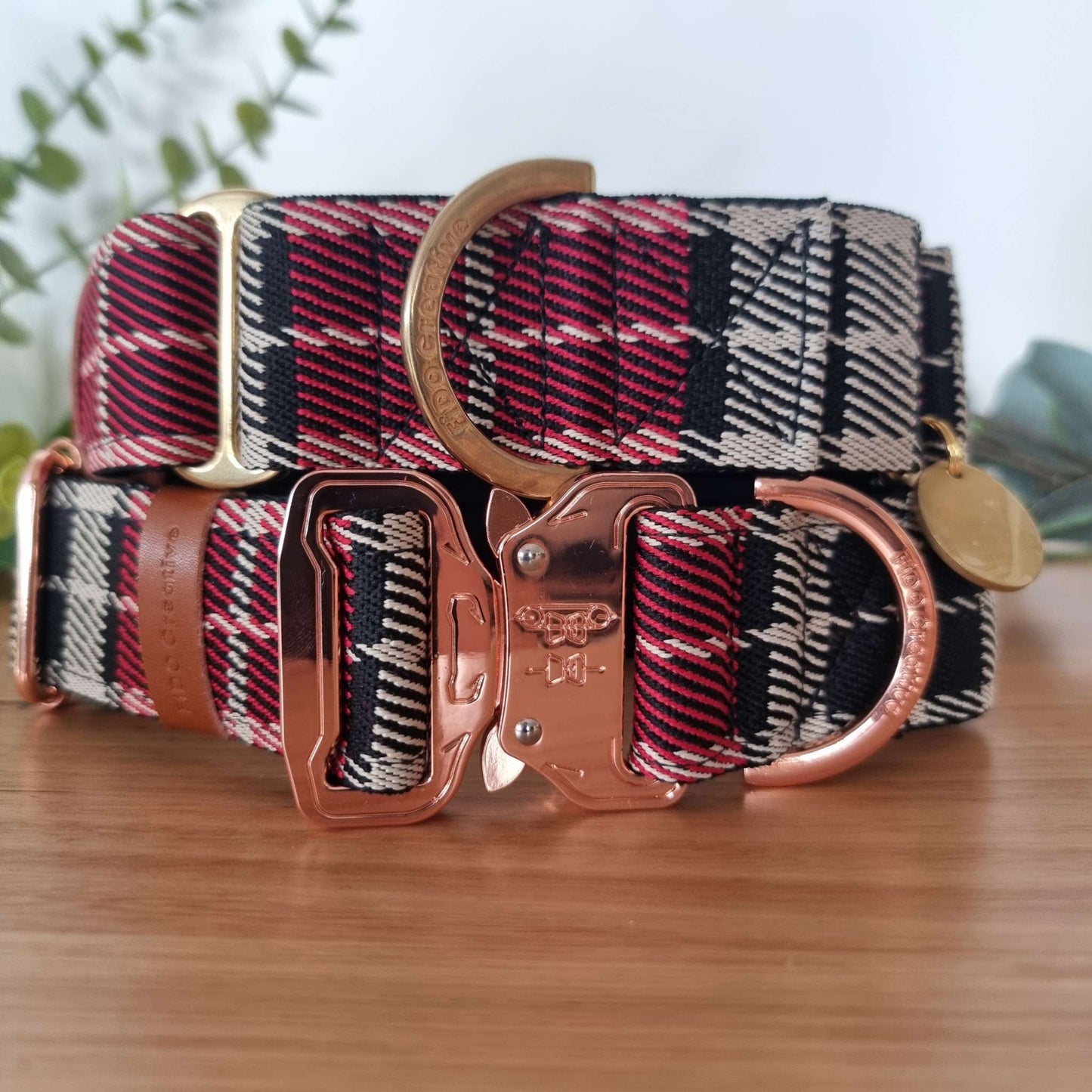 Red tartan dog collars