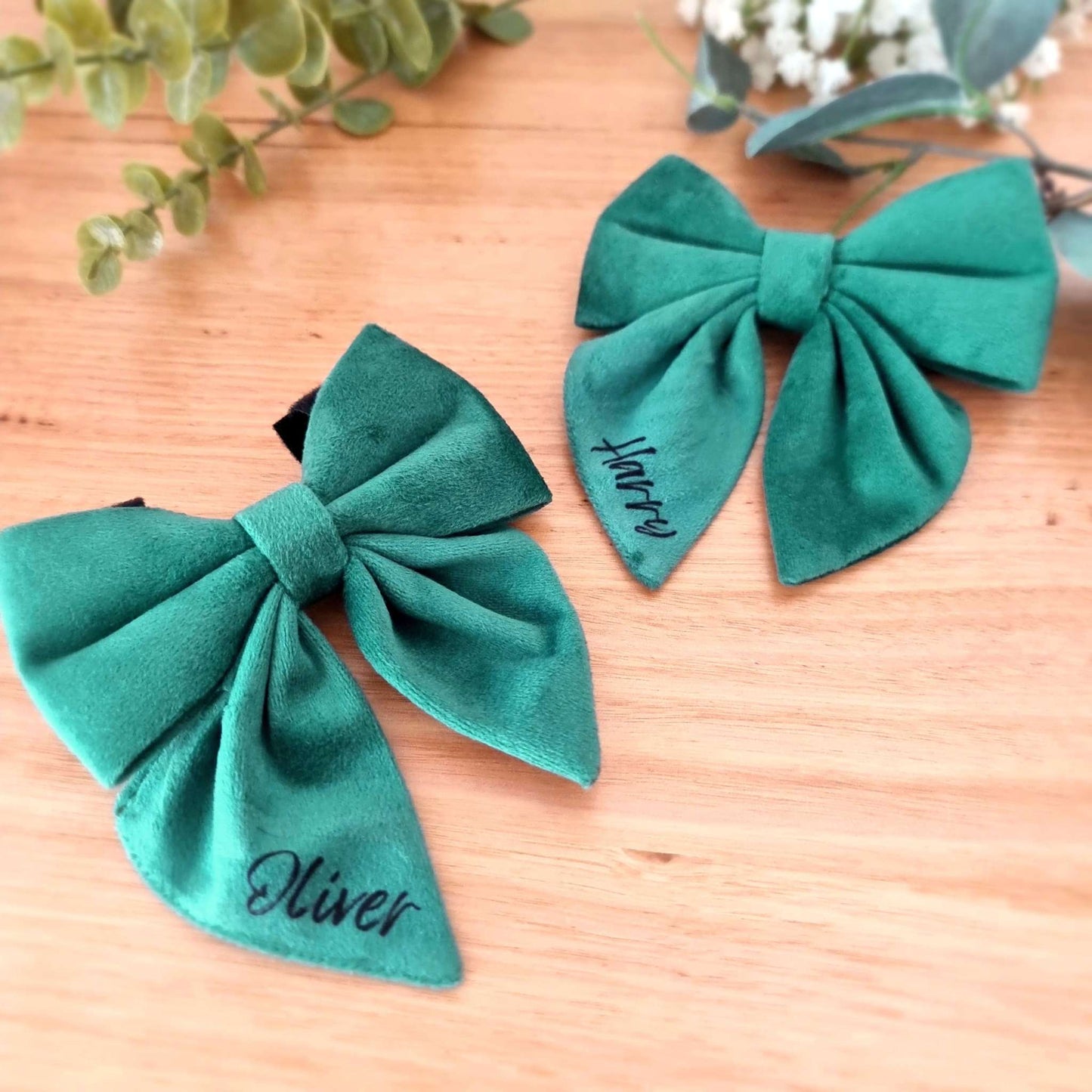 Personalised dog bow tie green