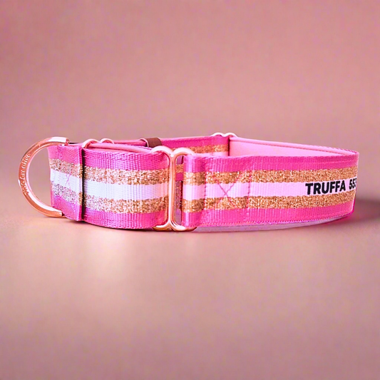 Personalised Martingale Collar - Rose gold & Pink - Padded - 1.5" Wide