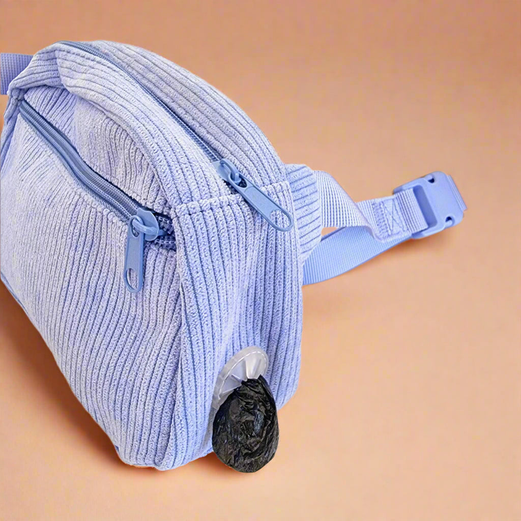 Blue Corduroy Dog walking bag