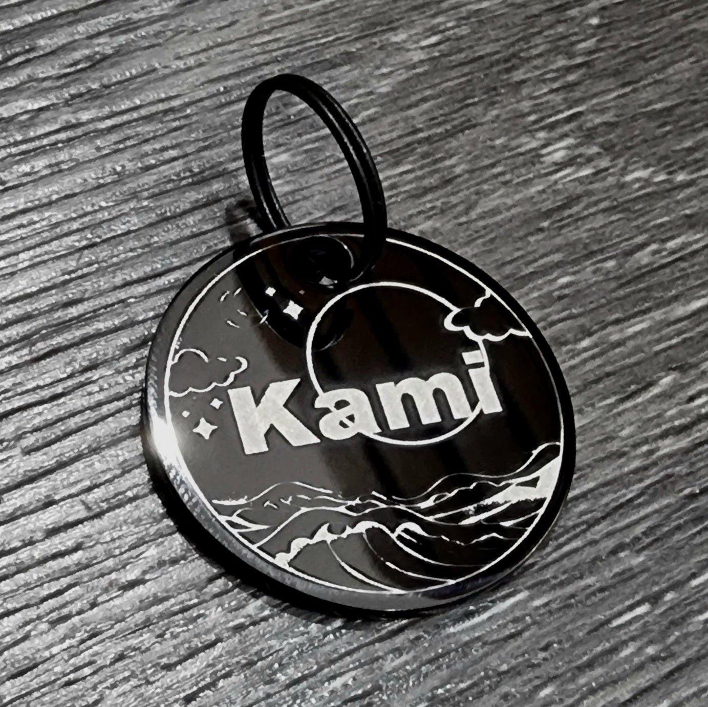 Luna Pet ID Tag – Moon & Ocean Engraved Dog Tag
