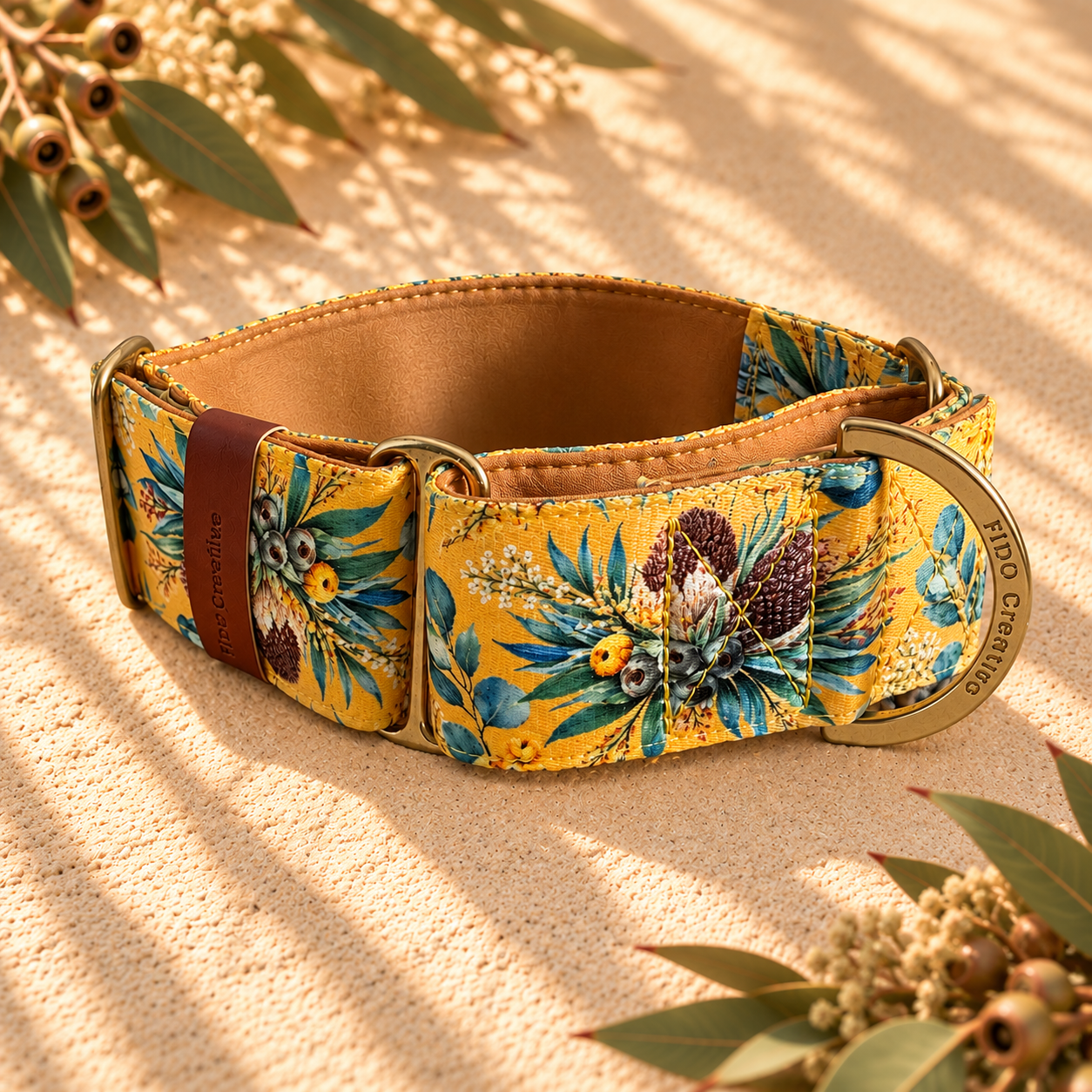 Mustard martingale collar with padding