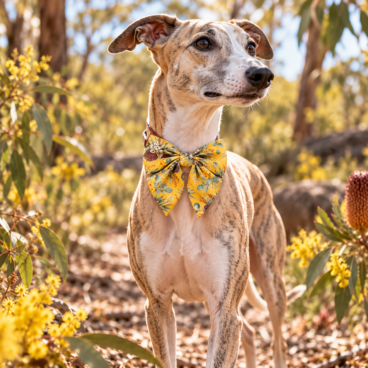Mustard Banksia Sailor Dog Bow Tie
