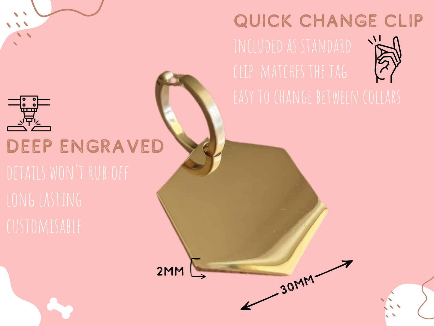 Pixie Pet ID tag - Hexagon