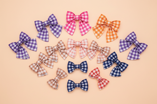 Personalised Gingham Dog Bow Tie – Custom Printed, Waterproof & Martingale Friendly