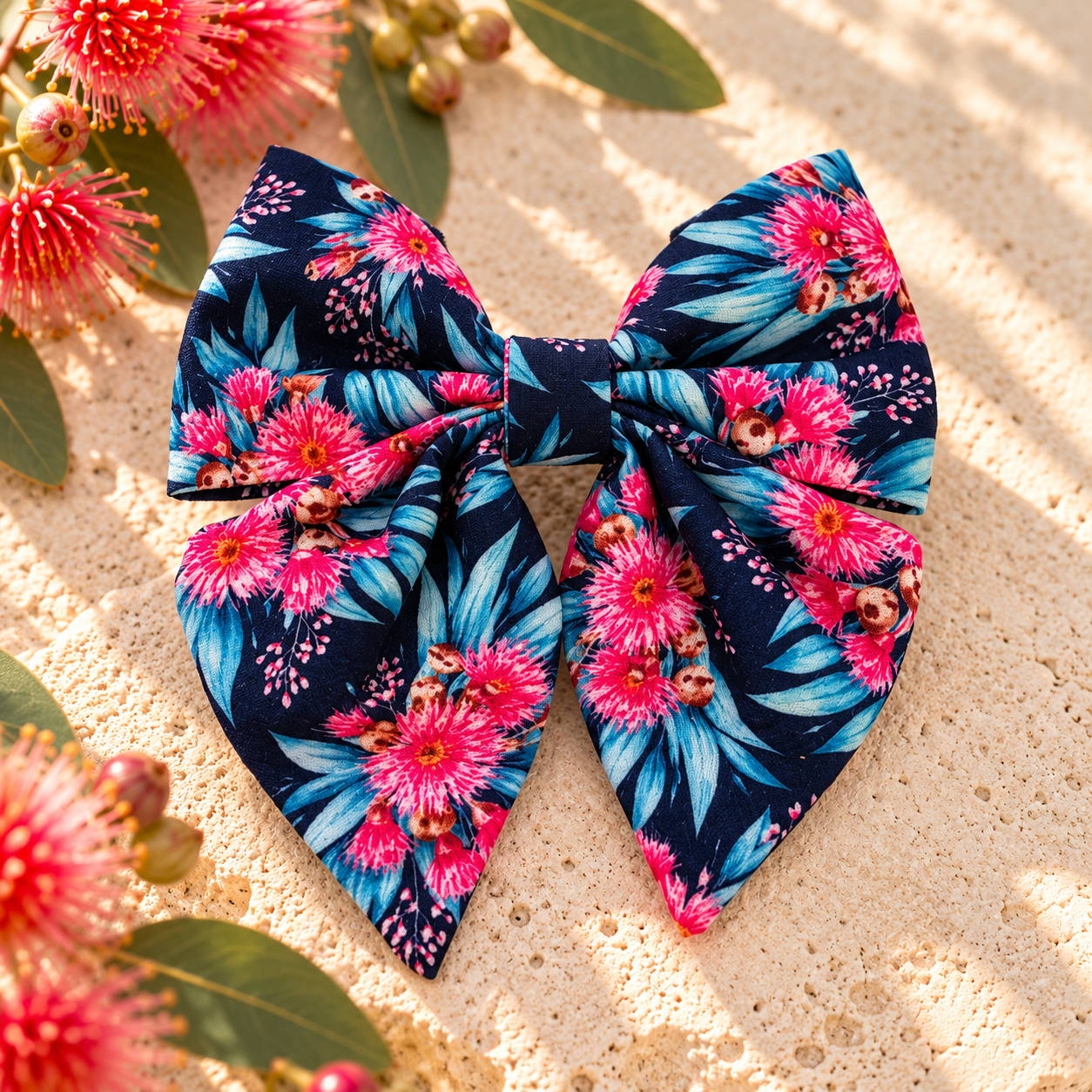 Fancy floral dog bow tie with tails