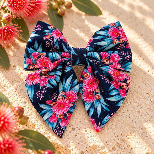 Fancy floral dog bow tie with tails