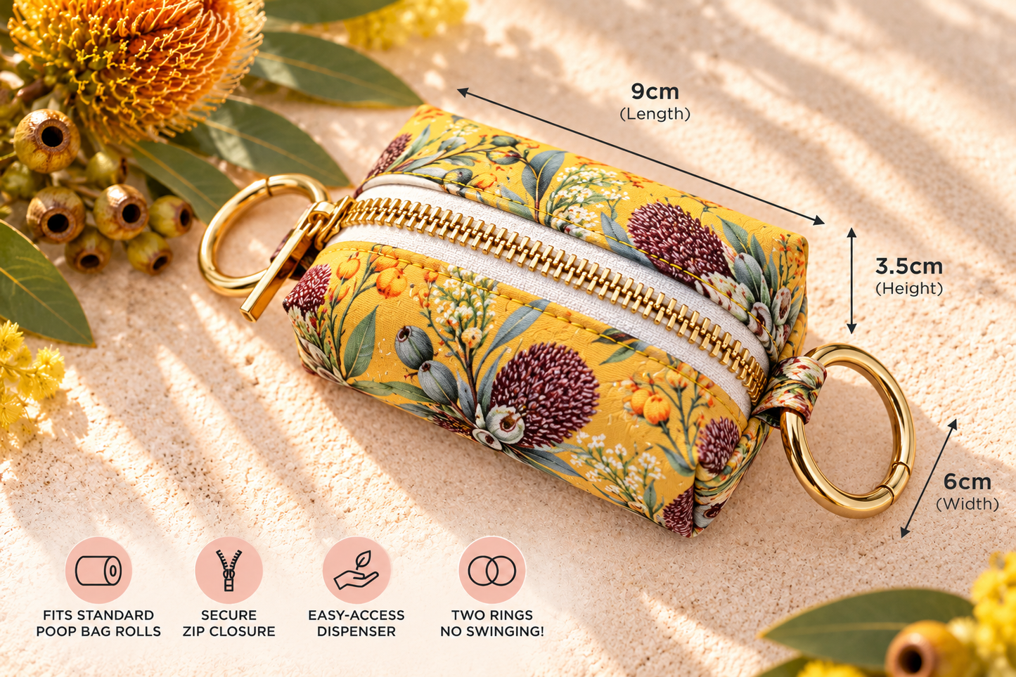 Mustard Banksia Dog Poop Bag Holder 🌼