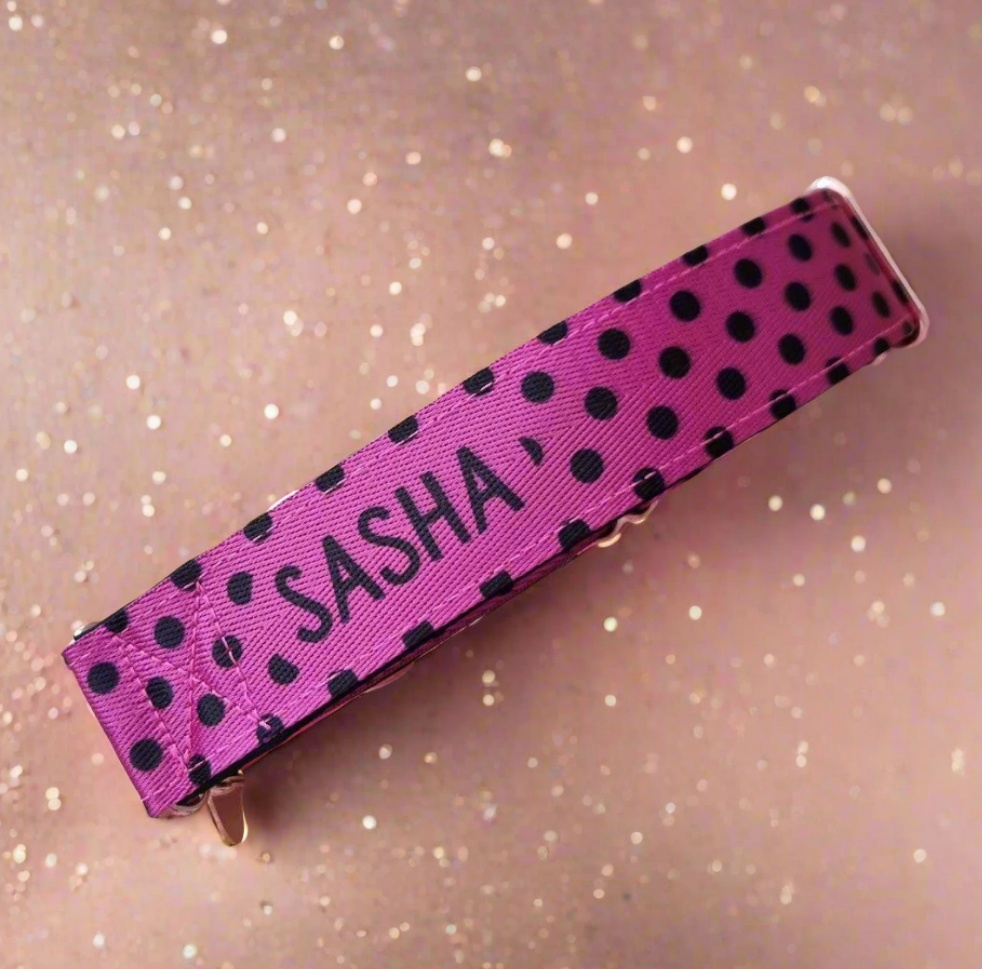 Polka dot martingale collar - Padded - Personalised