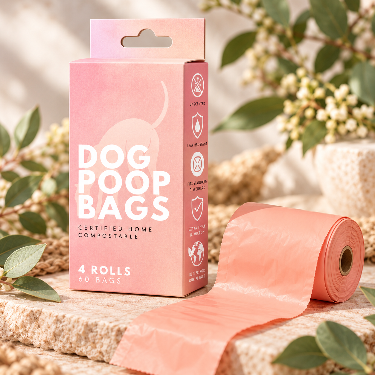 Certified Compostable Dog Poop Bags – AS 5810 & AS 4736 | 60 Pack