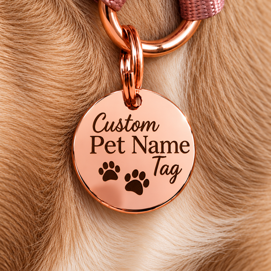 Personalised Rose Gold Pet ID Tag – Design Your Own