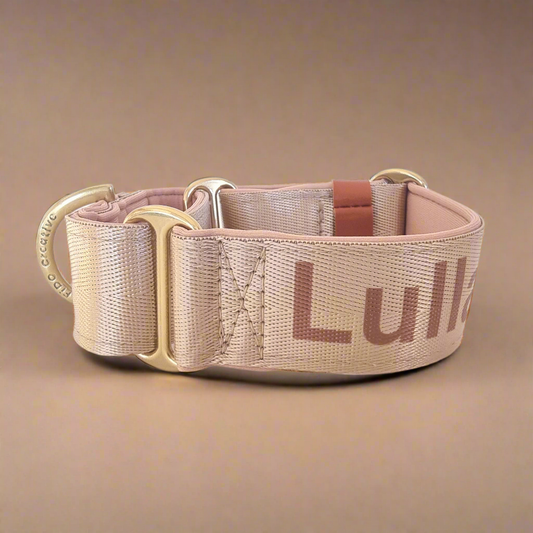 Beige Martingale collar with personalised name