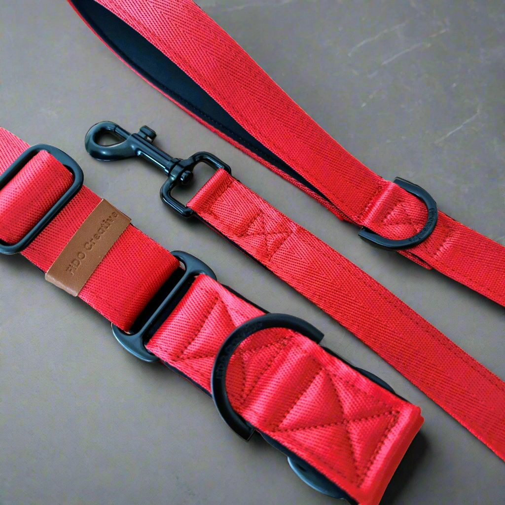 Wide red martingale collars for dogs