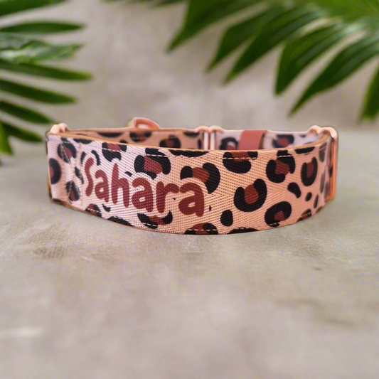 Leopard Print martingale Collar - Padded - Personalised