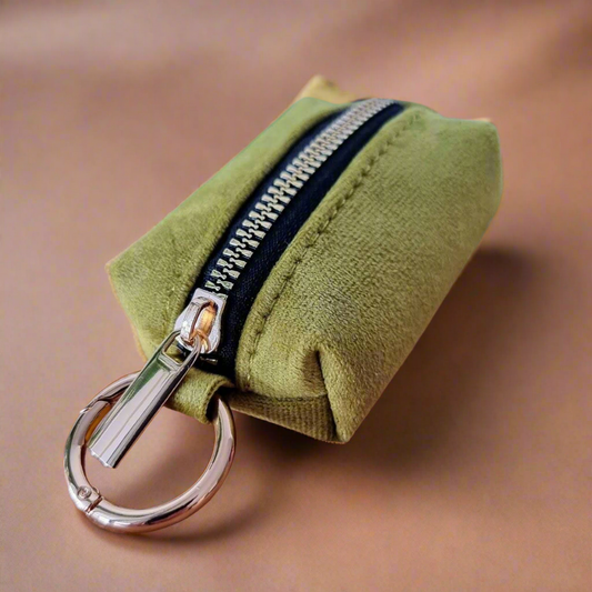 Green velvet dog poop bag holder