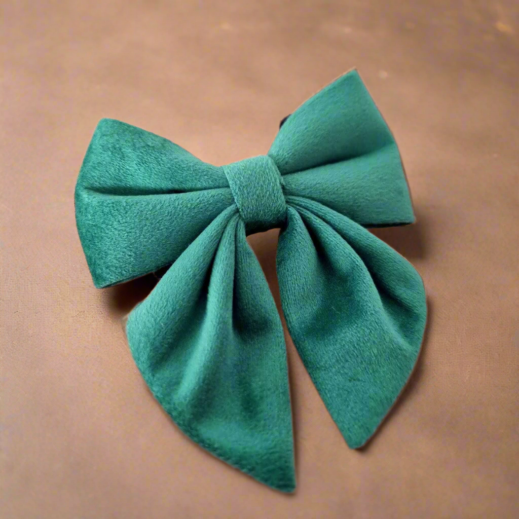 Green dog bow tie - Green velvet sailor dog bow tie