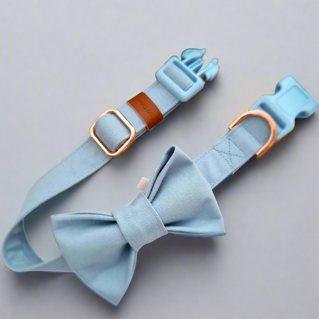 Sky blue dog bow tie