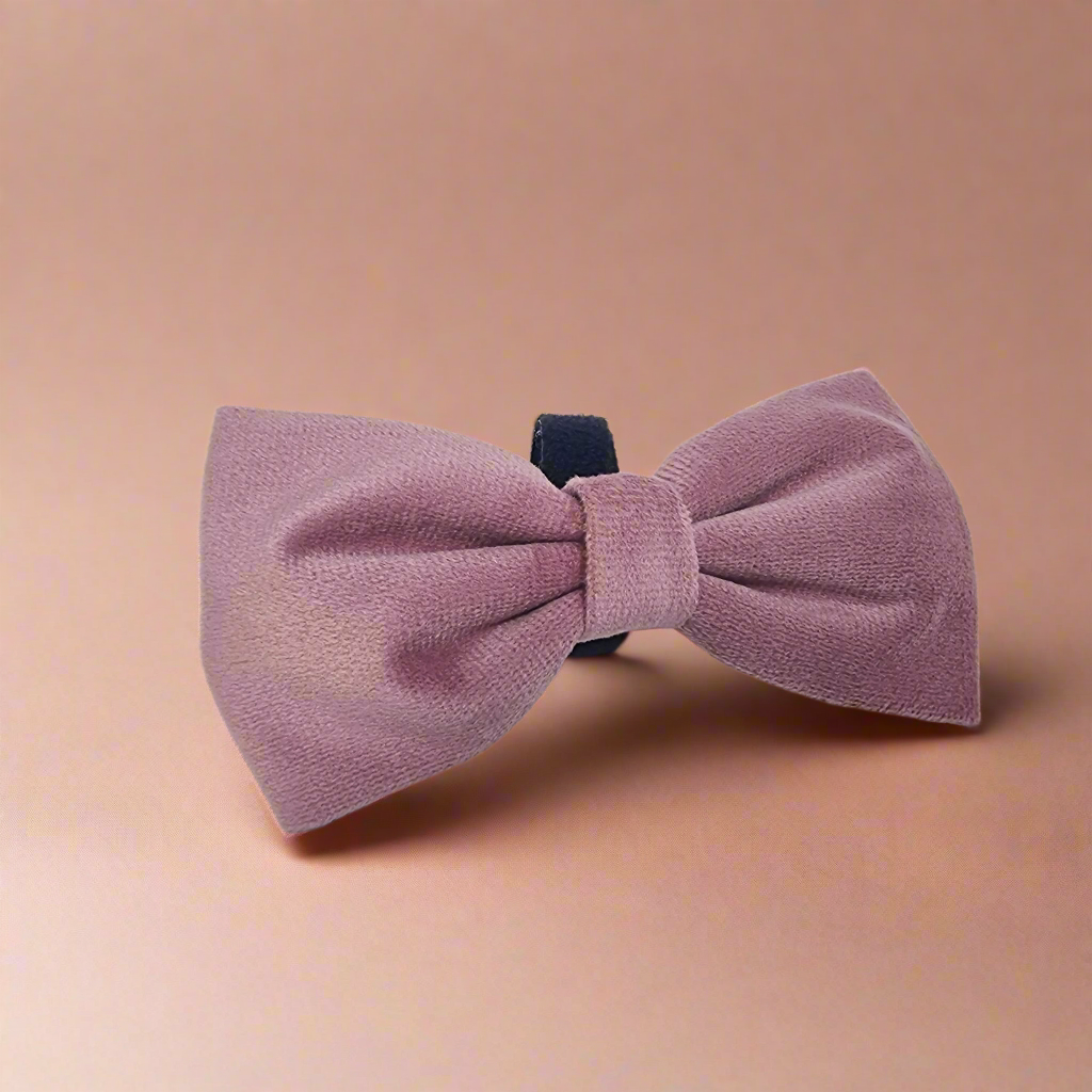 Lux Pink dog bow tie - velvet sailor dog bowtie with tails