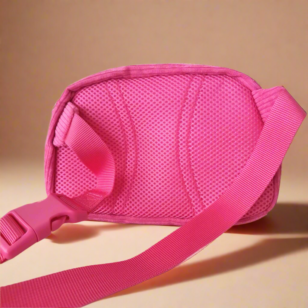 Dog walking bag - Hot pink corduroy