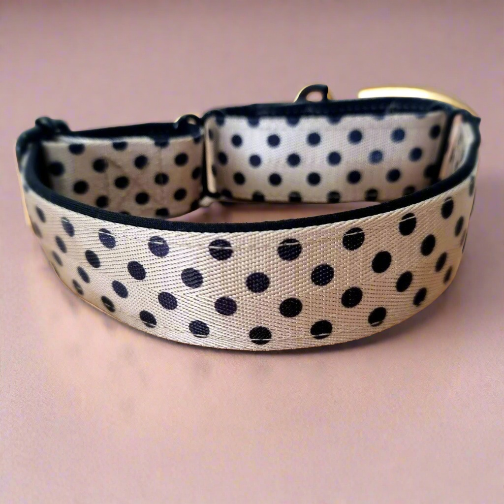 Polka dot martingale collar - Padded - Personalised