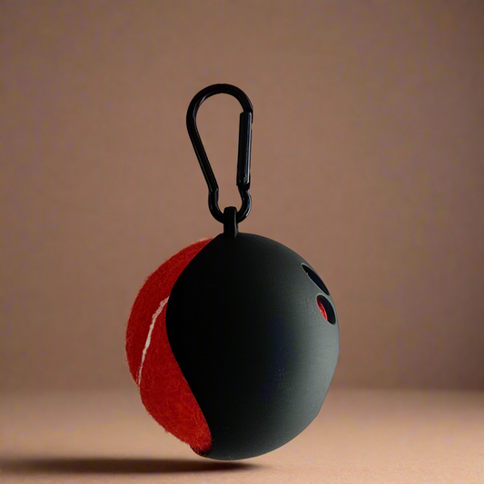 Red Tennis Ball with Black Clip-on Holder