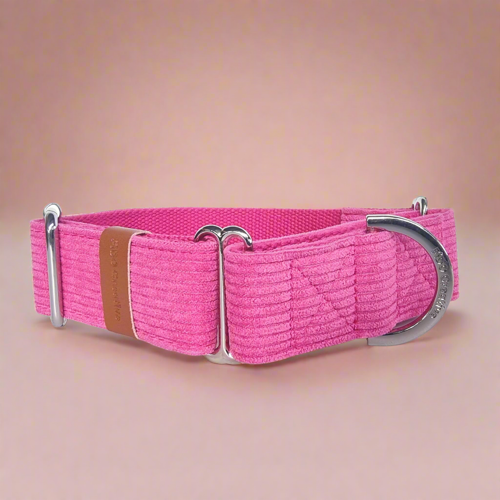 Corduroy dog collar pink