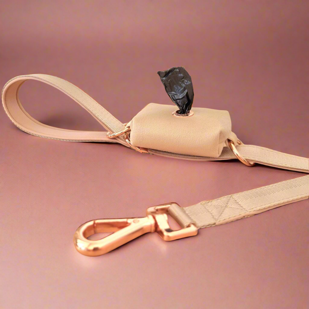 Beige dog poop bag holder