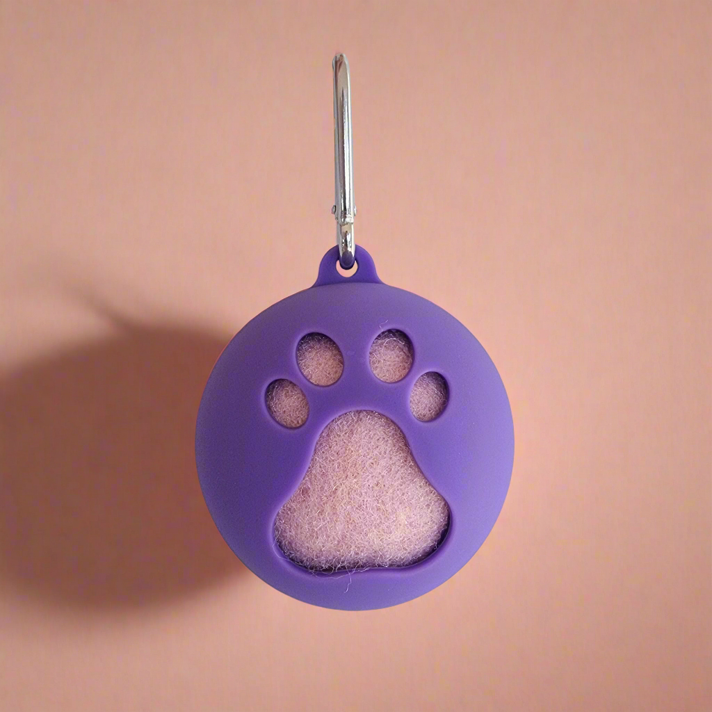 Purple dog ball holder with Light Pink Tennis Ball