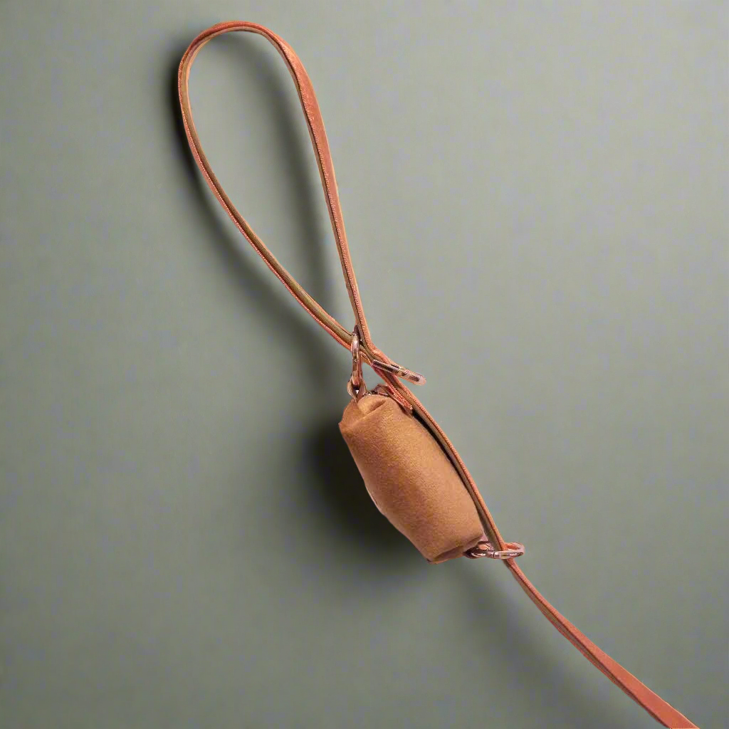 Brown velvet dog poop bag holder