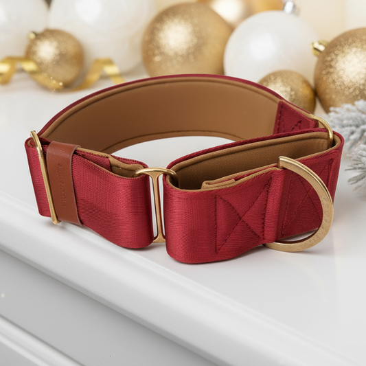 dark red christmas dog collar
