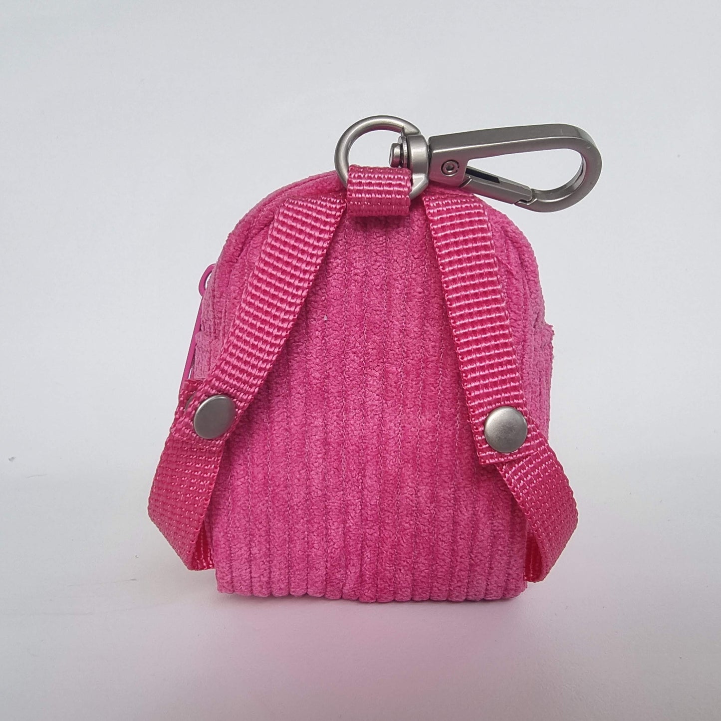Hot Pink Corduroy Mini Backpack Poop Bag Holder – Cute, Clip-On & Ready to Roll