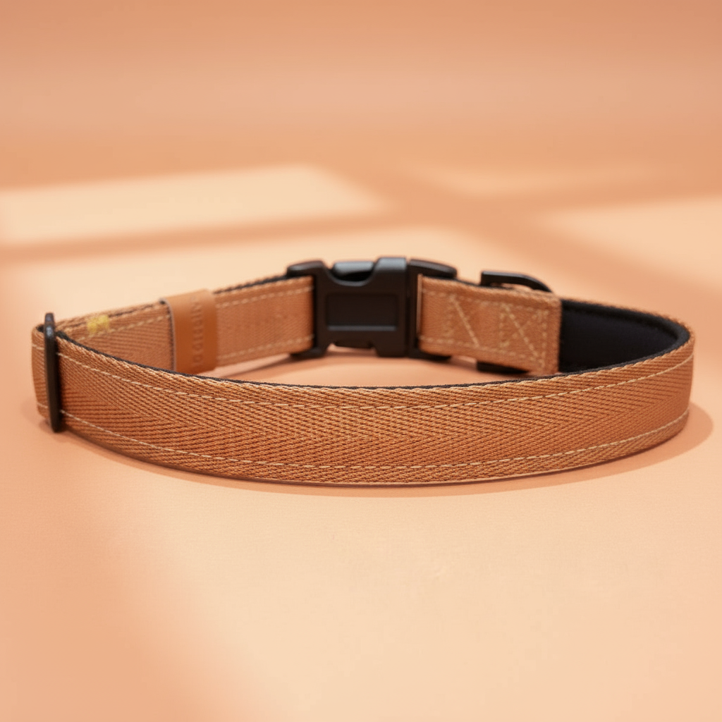brown dog collar with a black buckle 