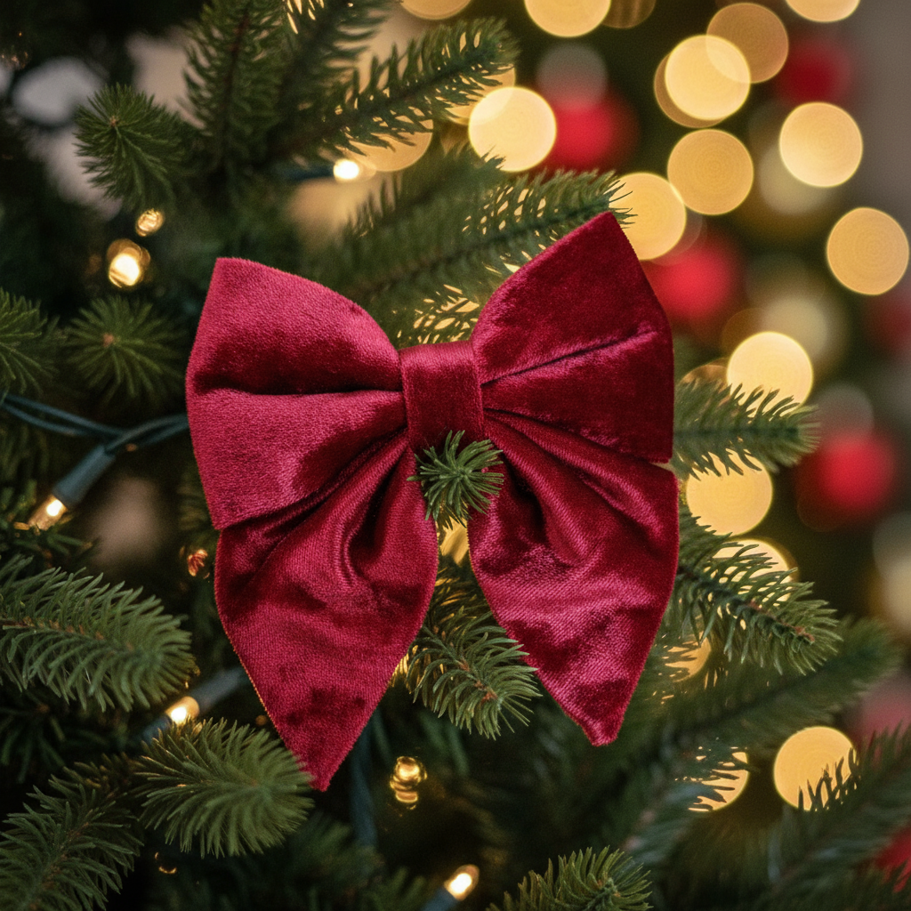 Christmas Dog Bow Tie - Crushed Red Velvet