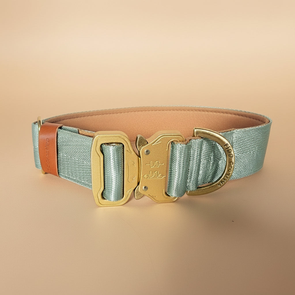 Wide sage green dog collar