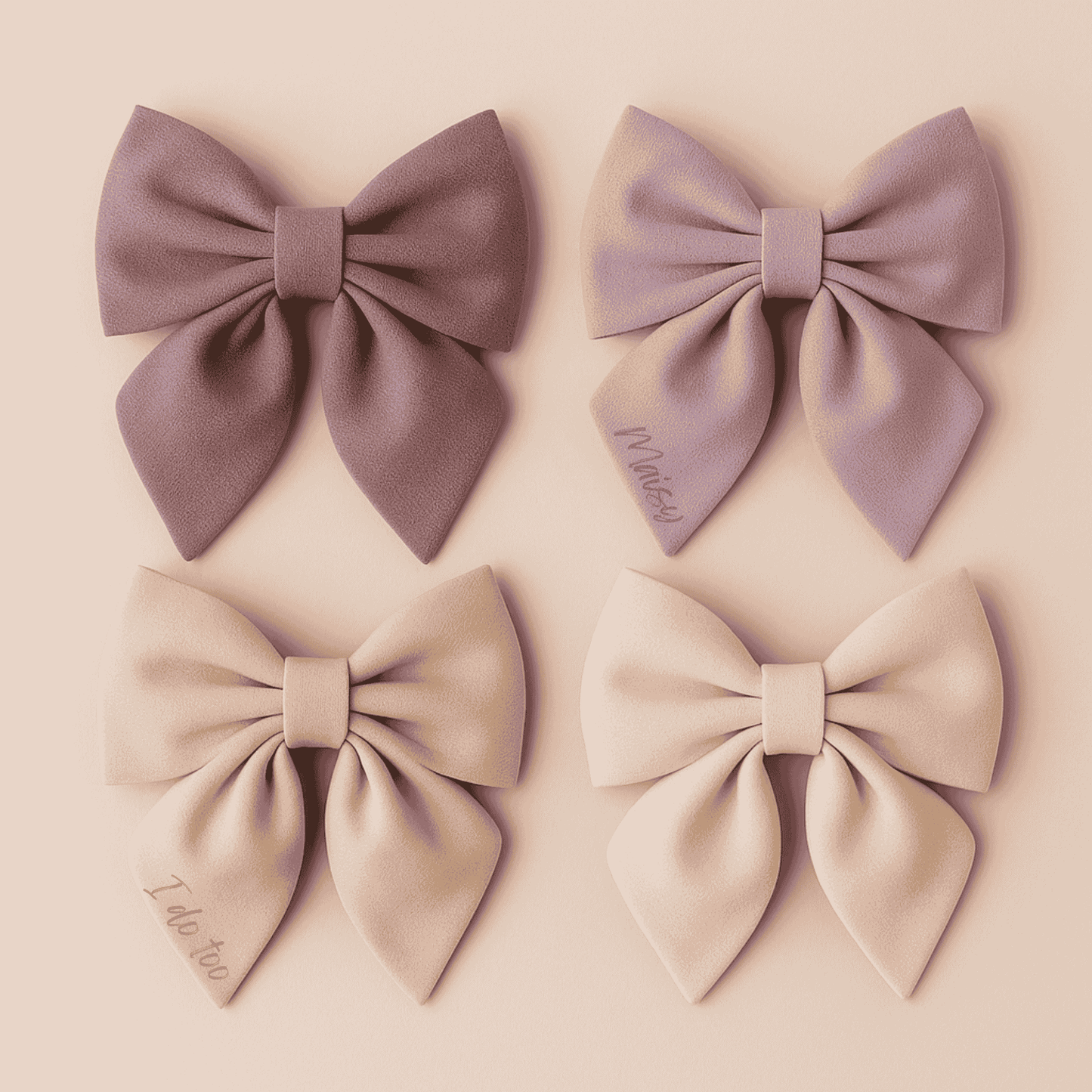 Lux Pink dog bow tie - velvet sailor dog bowtie with tails