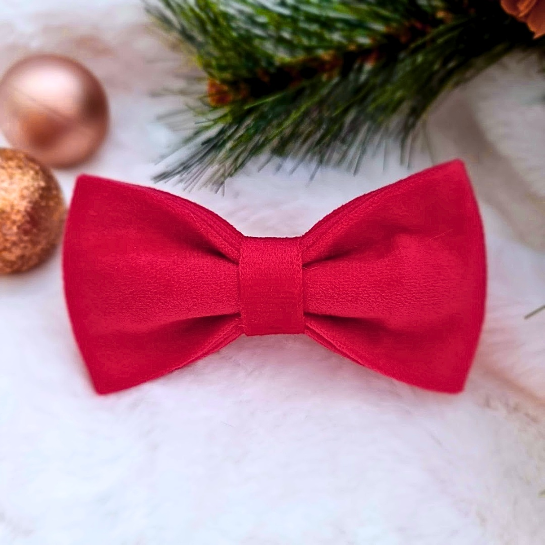 Bright red dog bow tie