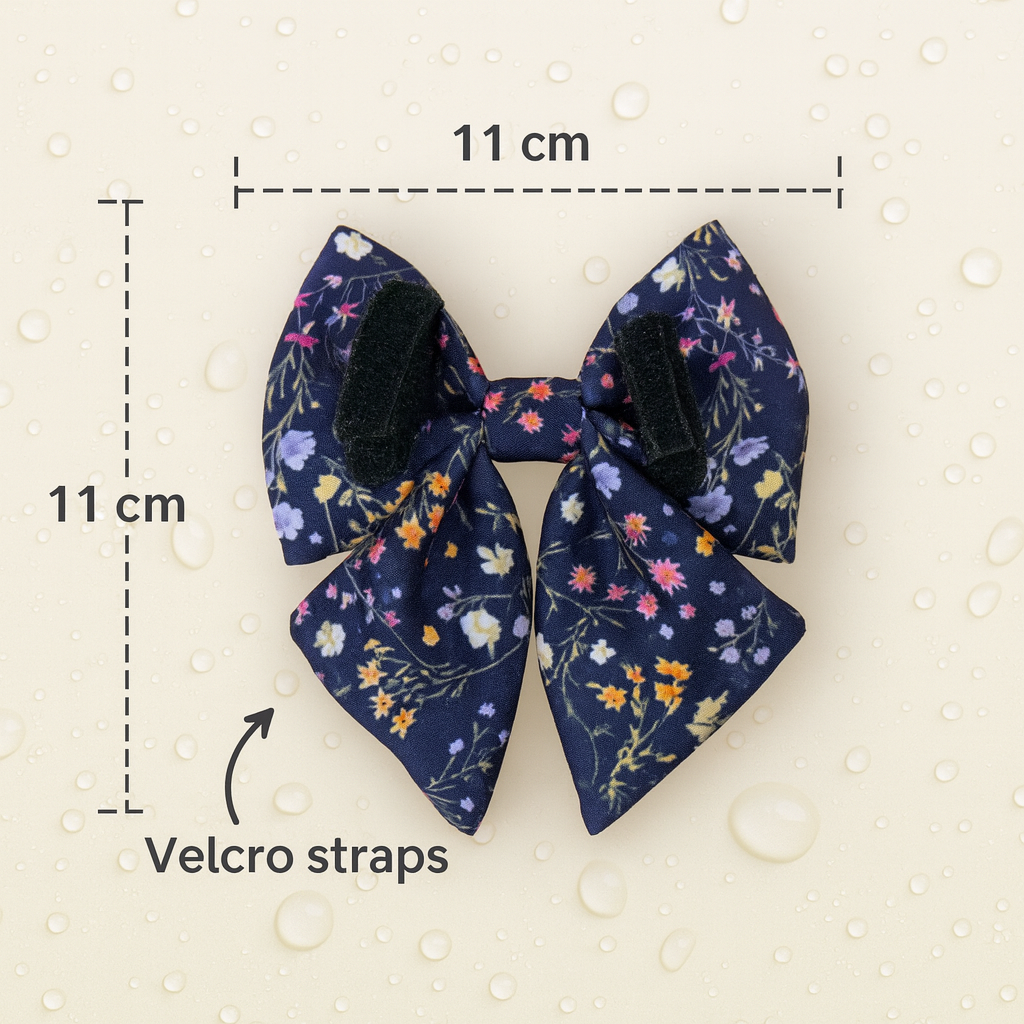 Dainty Floral Dog Bow Tie with luxury tails