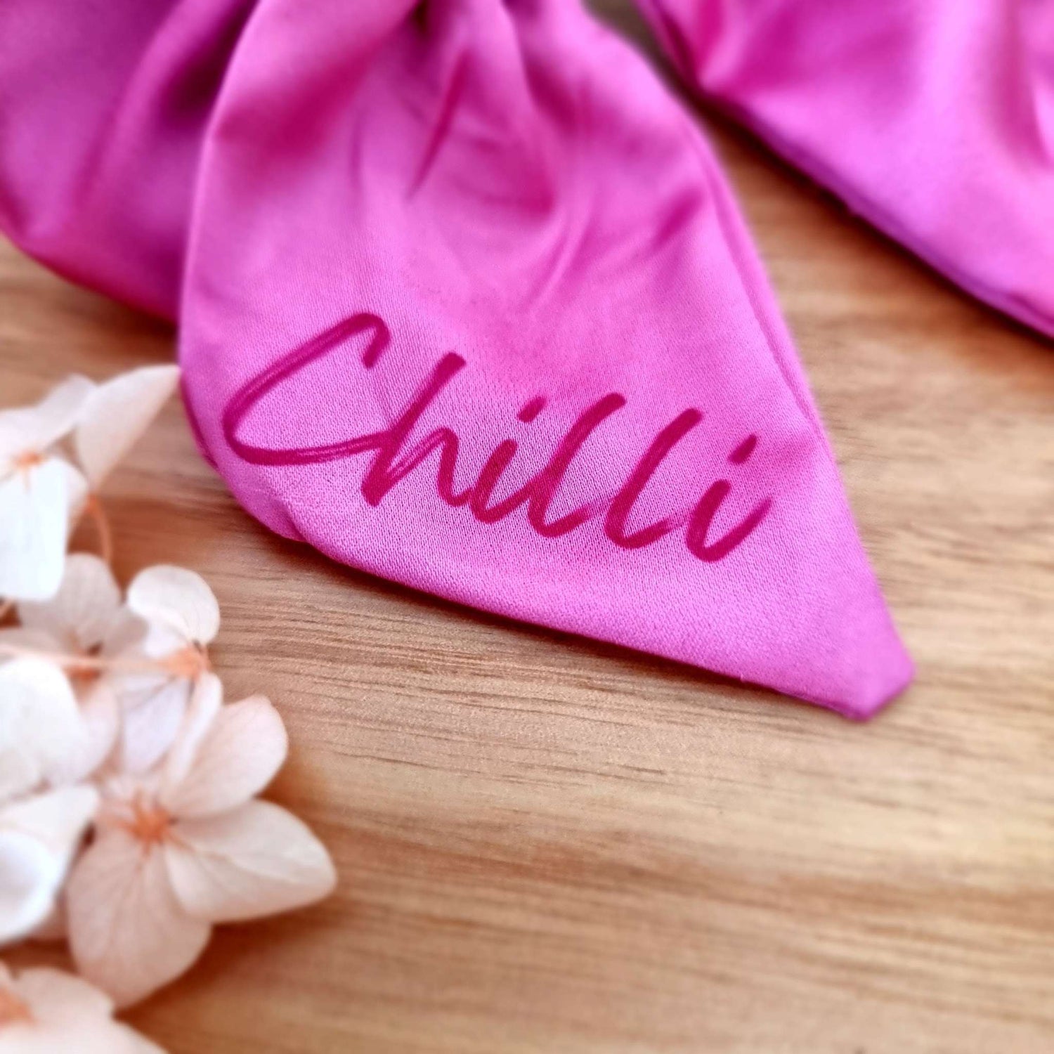 Pink satin sailor dog bow tie | Personalised Name Dog | Hot pink | puppy bow | Adjustable | Martingale bow | Collar bow | Bright | Magenta