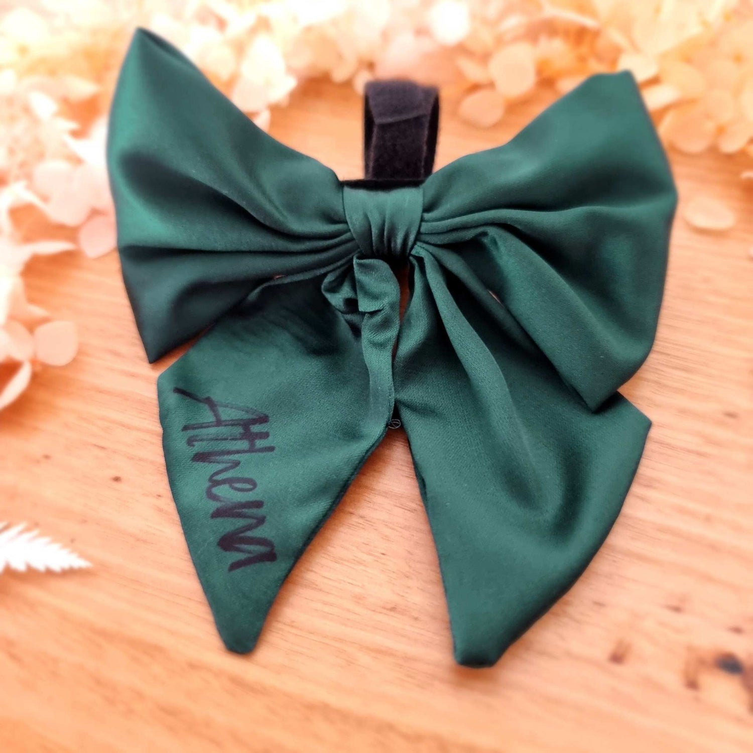 Dark green satin sailor dog bow tie | Personalised Name Dog | Wedding | puppy bow | Adjustable | Martingale bow | Collar bow | Silky