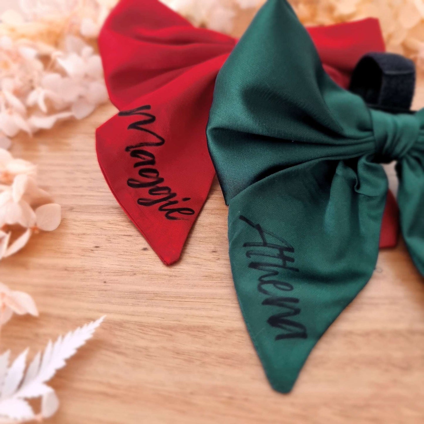 Dark green satin sailor dog bow tie | Personalised Name Dog | Wedding | puppy bow | Adjustable | Martingale bow | Collar bow | Silky