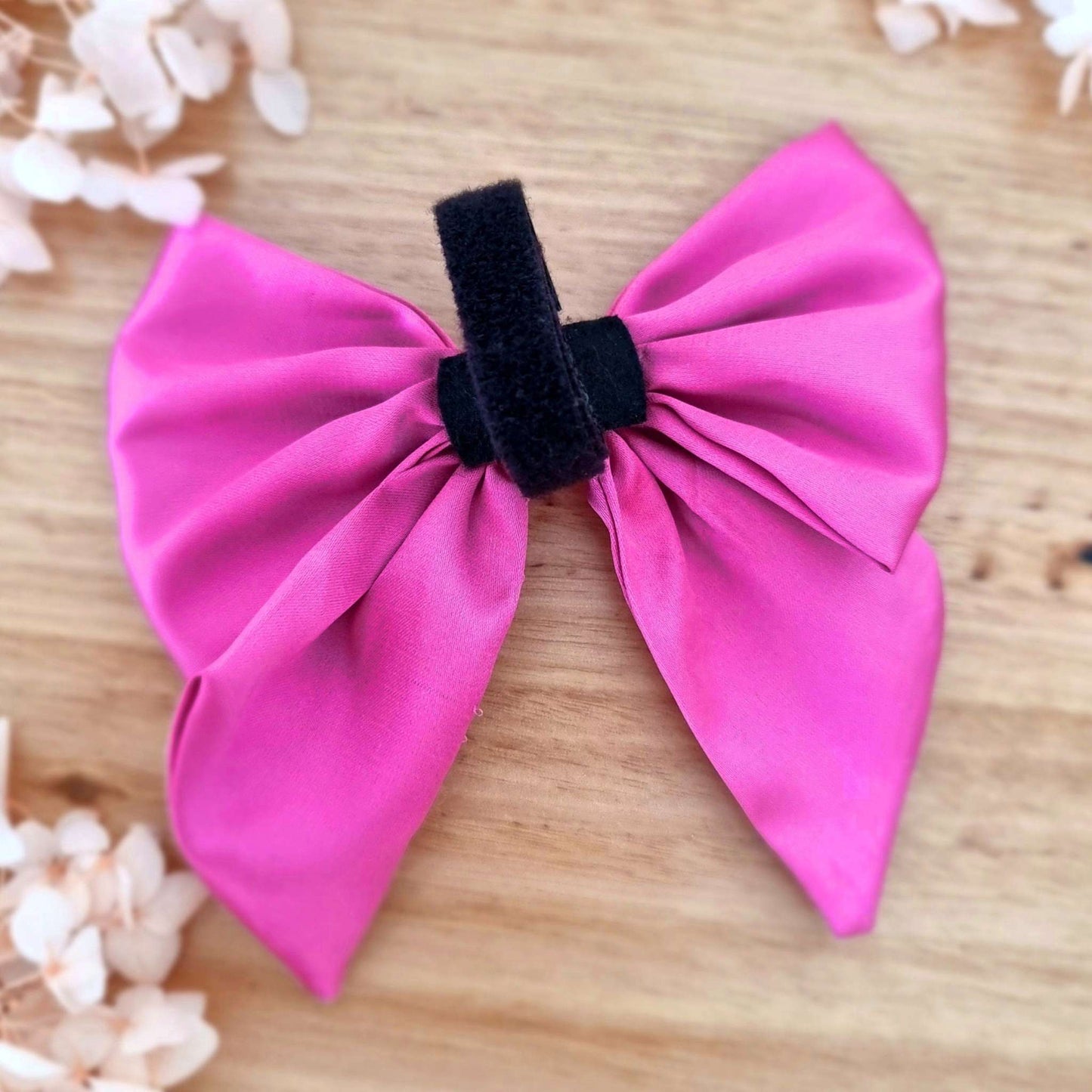 Pink satin sailor dog bow tie | Personalised Name Dog | Hot pink | puppy bow | Adjustable | Martingale bow | Collar bow | Bright | Magenta