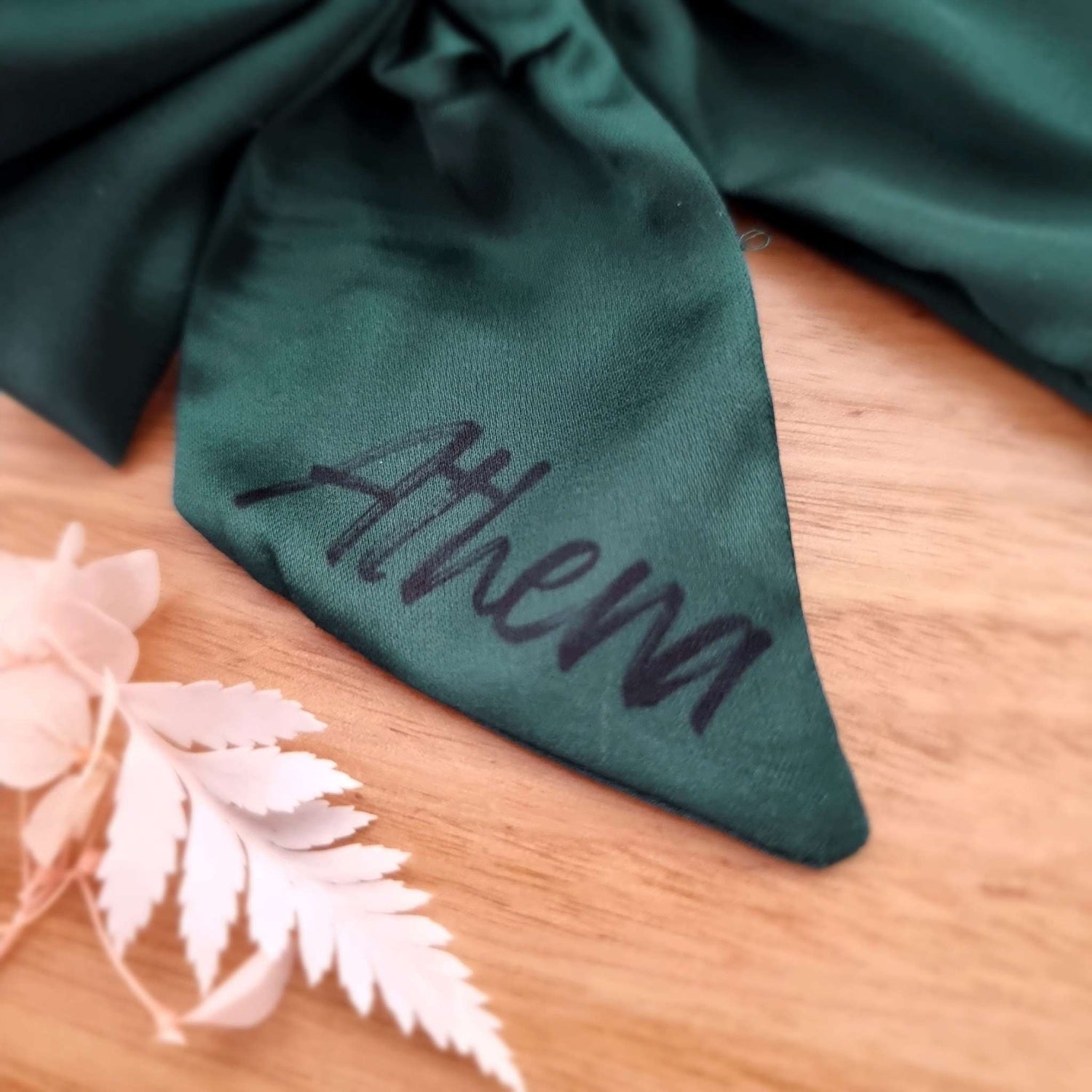 Dark green satin sailor dog bow tie | Personalised Name Dog | Wedding | puppy bow | Adjustable | Martingale bow | Collar bow | Silky