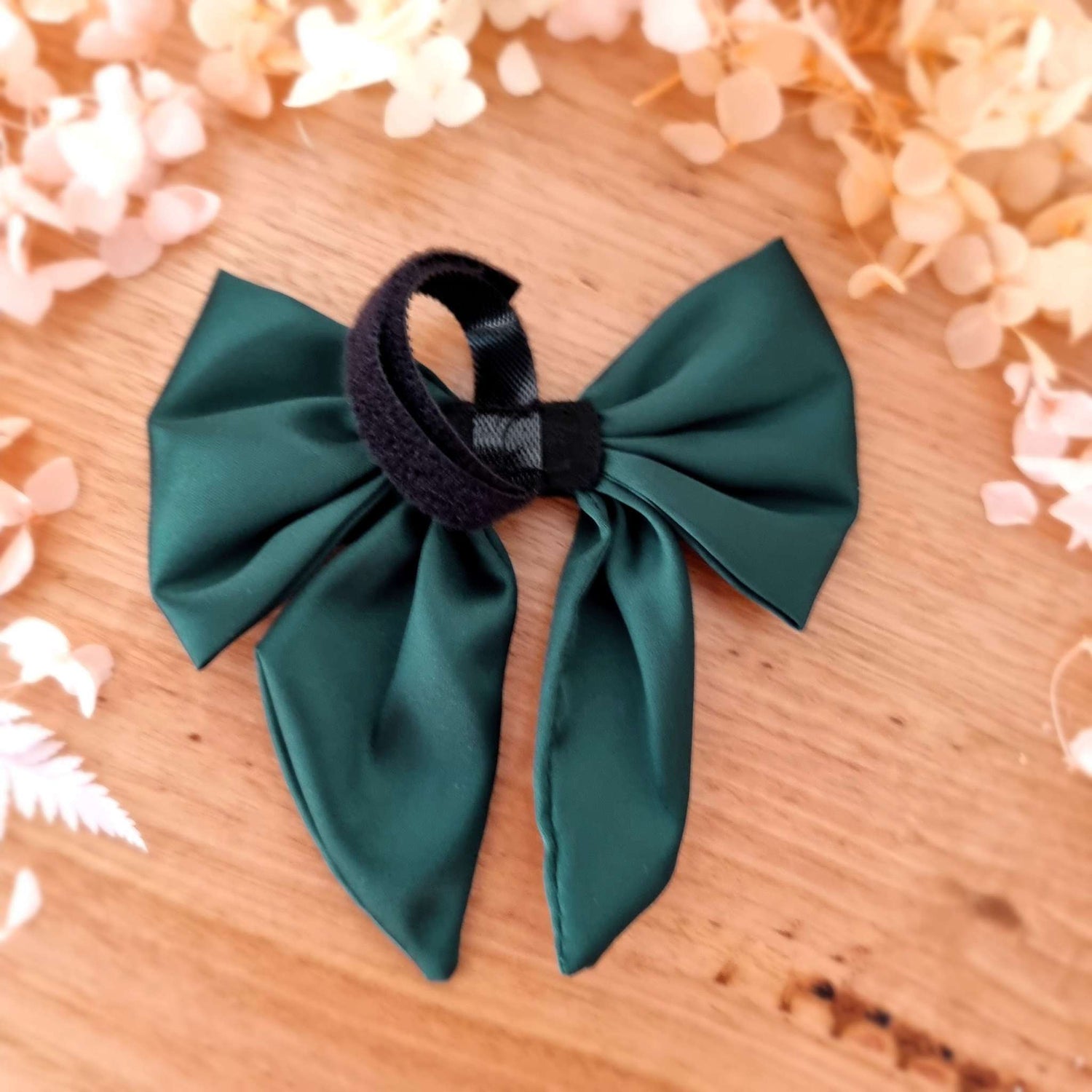 Dark green satin sailor dog bow tie | Personalised Name Dog | Wedding | puppy bow | Adjustable | Martingale bow | Collar bow | Silky