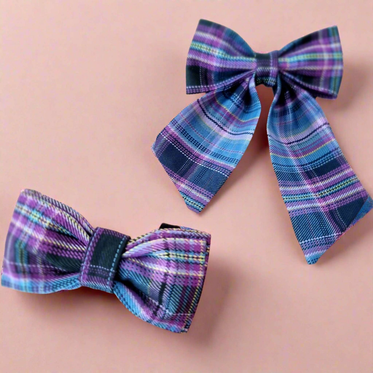 plaid check dog bow ties