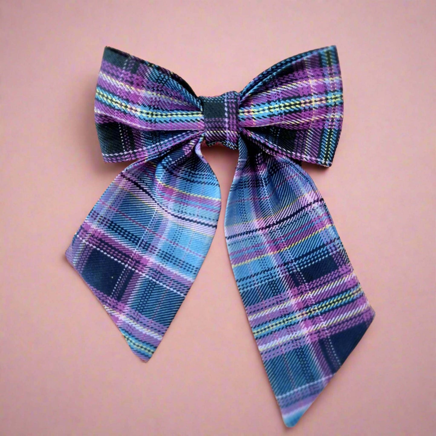 tartan dog bow with tails