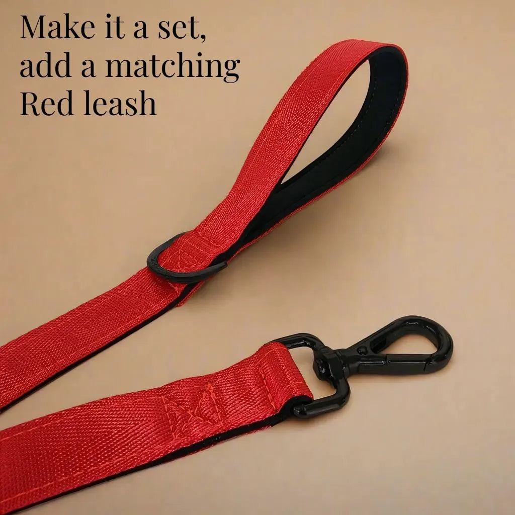 Red Martingale Dog Collar – Padded, personalised with Dog’s Name Optional
