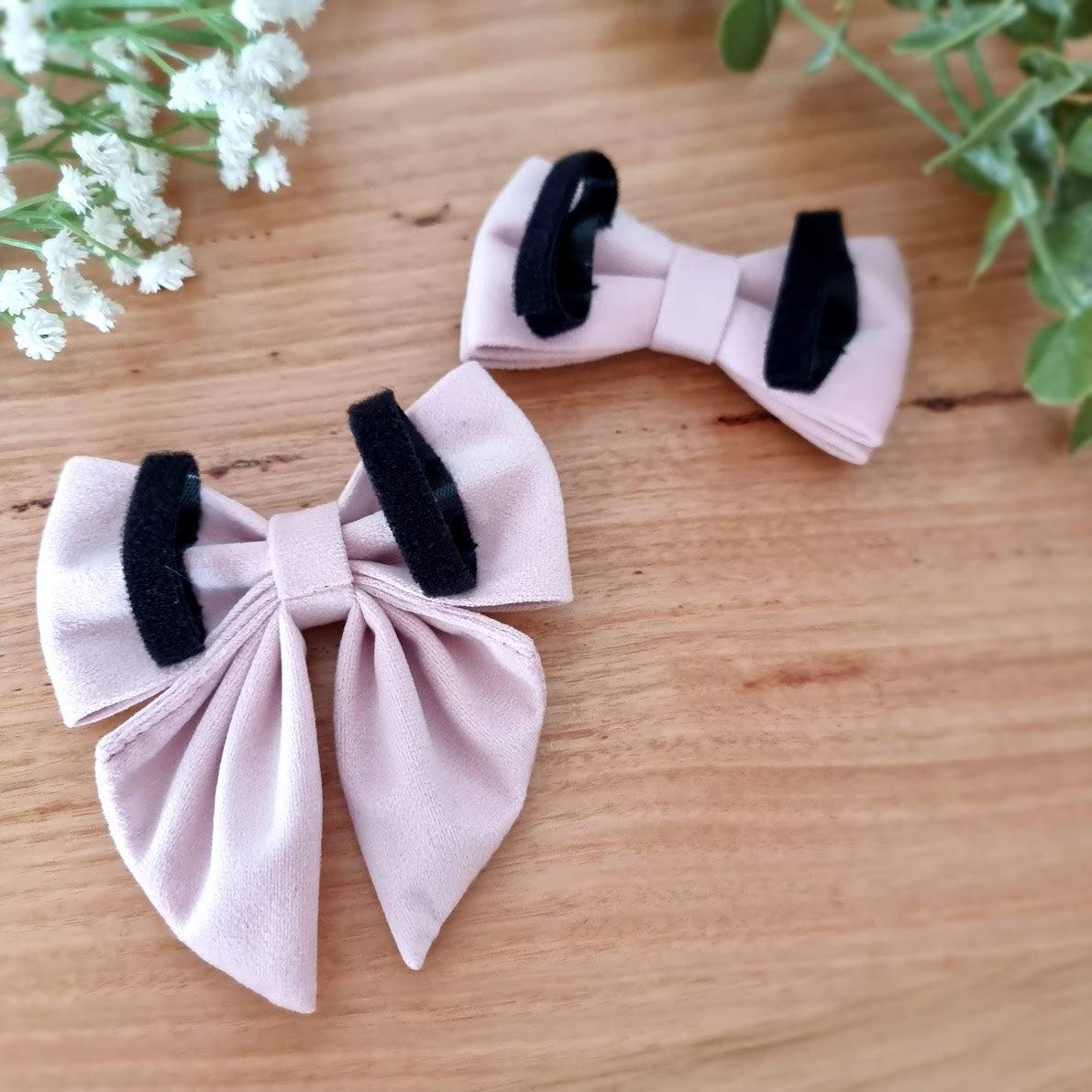 Dusty Pink velvet dog bow tie