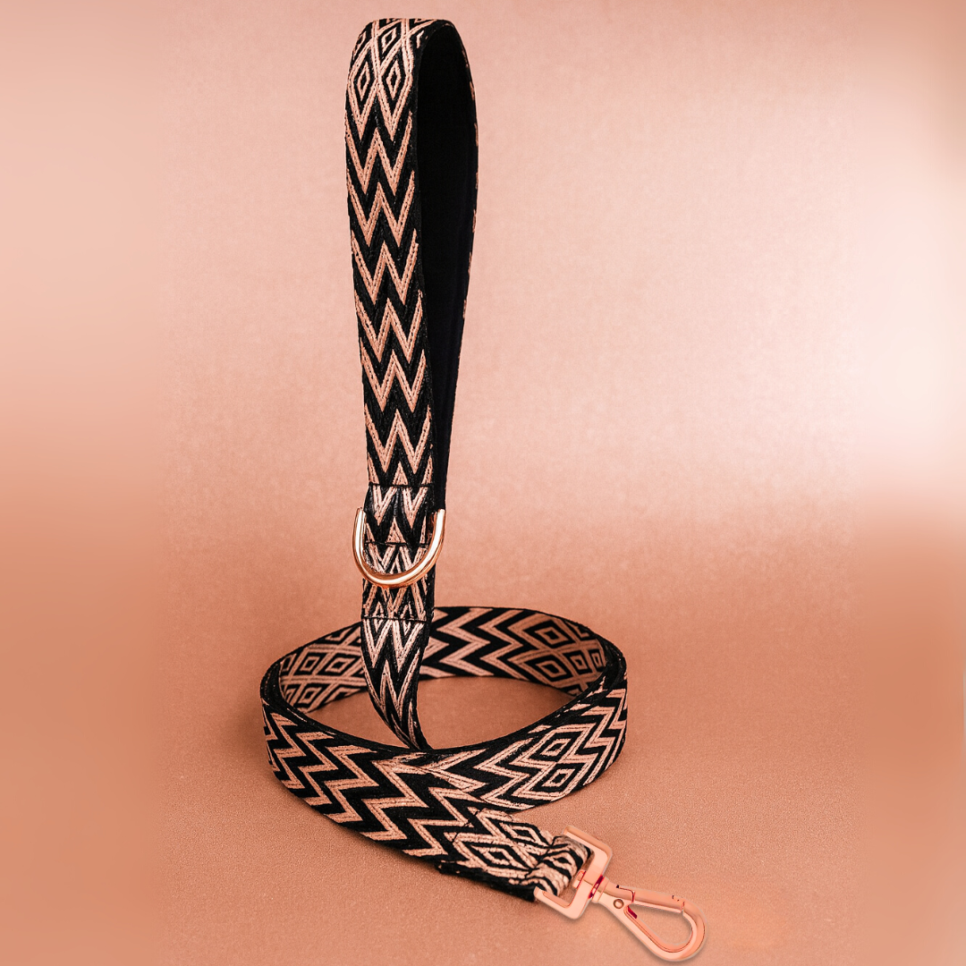 Luxury black and rose gold dog leash